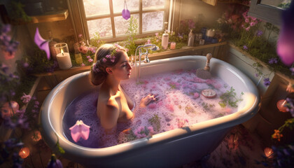 woman relaxing in the bath
