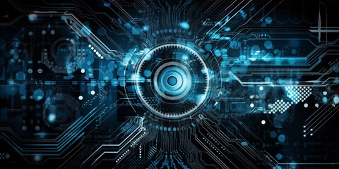 Fototapeta premium Blue and color technology background Generative AI