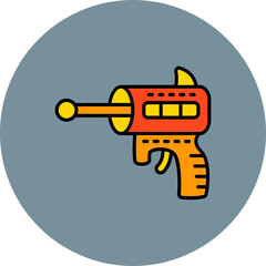 Space Gun Multicolor Circle Filled Line Icon