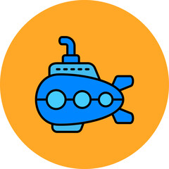 Submarine Multicolor Circle Filled Line Icon