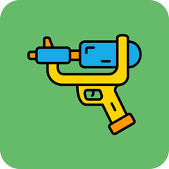Water Gun Multicolor Round Corner Filled Line Icon