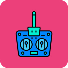 Remote Multicolor Round Corner Filled Line Icon