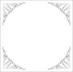Elegant black and white monochrome ornamental border for greeting cards, banners, invitations. Vector frame for all sizes and formats. Isolated vector illustration.
