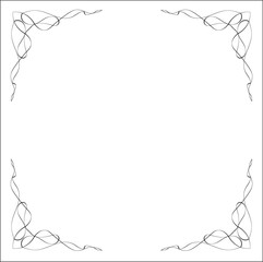 Elegant black and white monochrome ornamental border for greeting cards, banners, invitations. Vector frame for all sizes and formats. Isolated vector illustration.