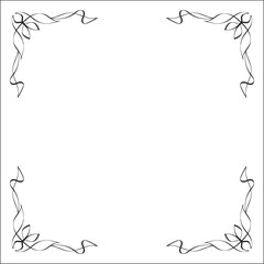 Elegant black and white monochrome ornamental border for greeting cards, banners, invitations. Vector frame for all sizes and formats. Isolated vector illustration.