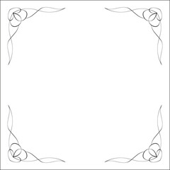 Elegant black and white monochrome ornamental border for greeting cards, banners, invitations. Vector frame for all sizes and formats. Isolated vector illustration.