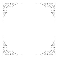 Elegant black and white monochrome ornamental border for greeting cards, banners, invitations. Vector frame for all sizes and formats. Isolated vector illustration.