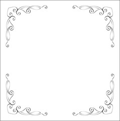 Elegant black and white monochrome ornamental border for greeting cards, banners, invitations. Vector frame for all sizes and formats. Isolated vector illustration.