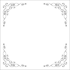 Elegant black and white monochrome ornamental border for greeting cards, banners, invitations. Vector frame for all sizes and formats. Isolated vector illustration.