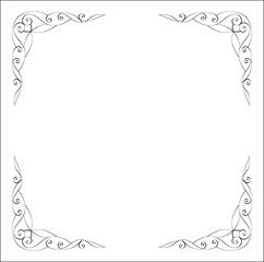 Elegant black and white monochrome ornamental border for greeting cards, banners, invitations. Vector frame for all sizes and formats. Isolated vector illustration.