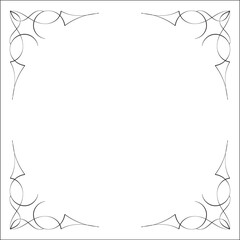 Elegant black and white monochrome ornamental border for greeting cards, banners, invitations. Vector frame for all sizes and formats. Isolated vector illustration.