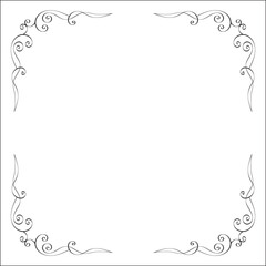 Elegant black and white monochrome ornamental border for greeting cards, banners, invitations. Vector frame for all sizes and formats. Isolated vector illustration.