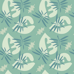 Green background with with vegetal elements. Decorative seamless pattern for wrapping paper, wallpaper, textile, greeting cards and invitations.