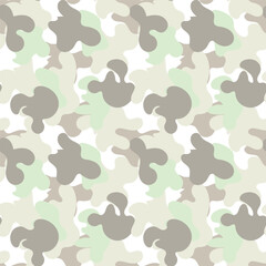 White background with camouflage pattern in green and brown colors. Decorative seamless pattern for wrapping paper, wallpaper, textile, greeting cards and invitations.