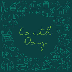 Earth day vector illustration. Line art style background design for Article, Web page, Banner, Poster, Print ad, etc.