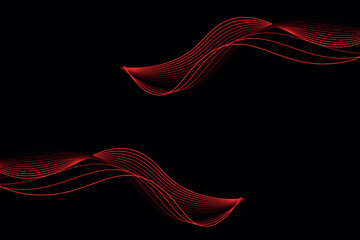 red and black wave line on dark background. eps 10