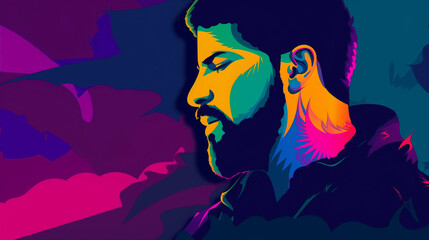 illustration of a person in the night. Generative AI