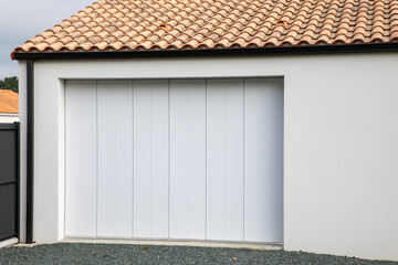 facade garage sectional side white home door of residential house