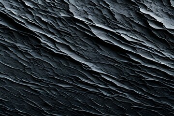Black abstract background. Dark rock texture. Black stone background with copy space for design. Web banner. Wide. Panoramic