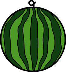 Full Watermelon Border Big Green Fruit Tropical Juicy Summer Isolated