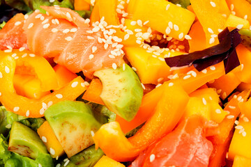 Asian salad with smoked trout.