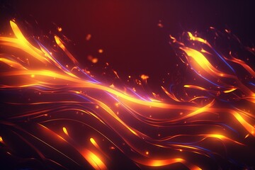 Fototapeta na wymiar Abstract background, flames, black background. Orange lines of fire, neon light.