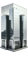 This striking image features a stunning glass skyscraper set against a translucent backdrop, showcasing its impressive architecture in all its glory.Generative AI