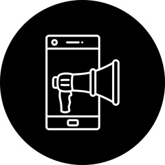 Mobile Marketing Line Inverted Icon