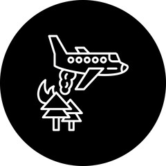 Firefighter Plane Line Inverted Icon