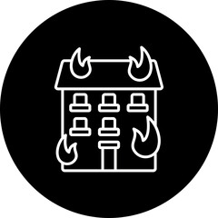 House Fire Line Inverted Icon