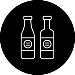 Wine Bottles Line Inverted Icon