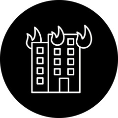 Building Fire Line Inverted Icon
