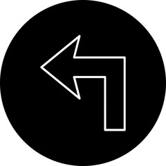 Turn Left Line Inverted Icon