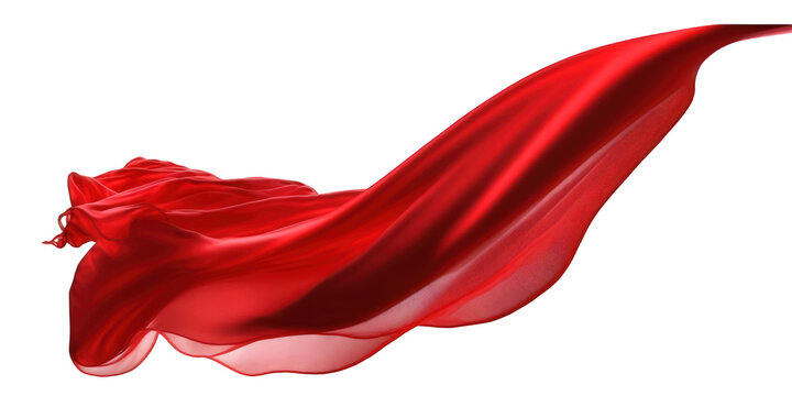 A fluttering long red silk appears to be flying freely against a transparent backdrop, creating an elegant and captivating display.Generative AI