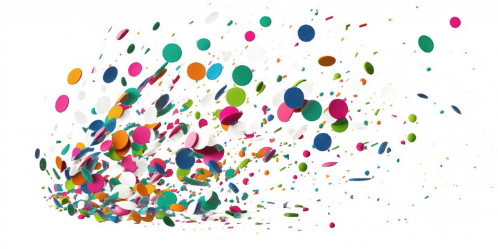 A vibrant burst of multicolored confetti floats in a void of transparency, creating a joyous and celebratory atmosphere.Generative AI