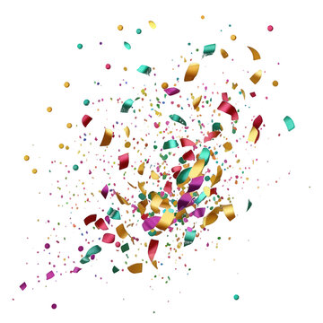 The image features a burst of multicolored confetti, set against a transparent background.Generative AI