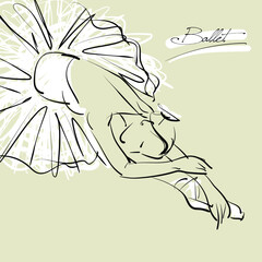 art sketch of sitting on floor and resting beautiful young ballerina in white tutu  ballet shoes, dancer  drawing isolated vector © Irina_QQQ