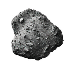 A highly detailed asteroid levitates in space against a transparent background, showcasing its rugged and textured surface.Generative AI