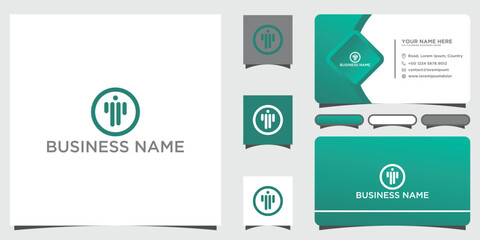Logo design abstract people vector template. Illustration design of logotype business team symbol with business card template