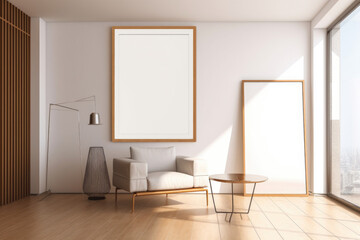 Modern Minimalist and Contemporary Interior Design and interior Mockup with Frame Mockup