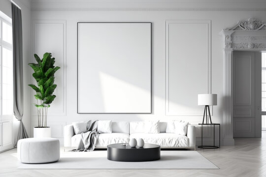 Modern Minimalist and Contemporary Interior Design and interior Mockup with Frame Mockup
