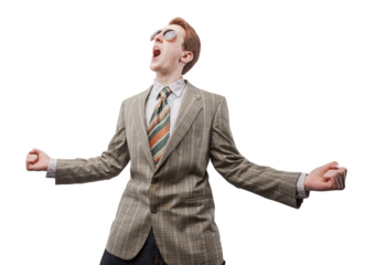 Cool nerd guy dancing and posing