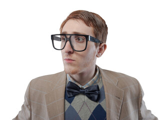 Funny nerd guy with glasses portrait