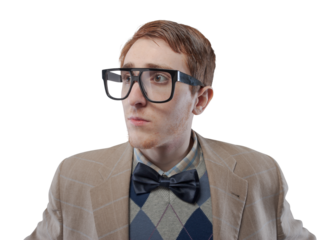Funny nerd guy with glasses portrait