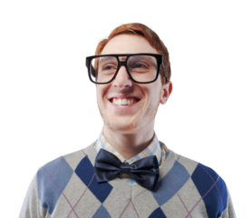 Funny nerd guy with glasses portrait