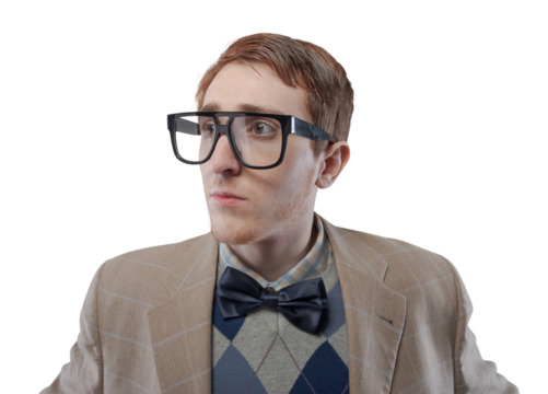Funny nerd guy with glasses portrait