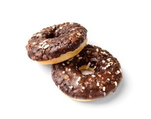 Chocolate donuts isolated on a white background