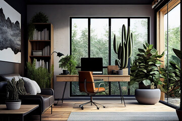 Fototapeta premium Spacious living room. Generative Ai