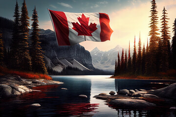 Bove Island, Tagish Lake, Yukon, Northern British Columbia, Canada. Generative Ai