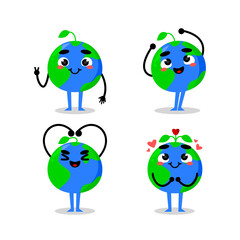 cute earth mascot illustration. funny mascot vector illustration.